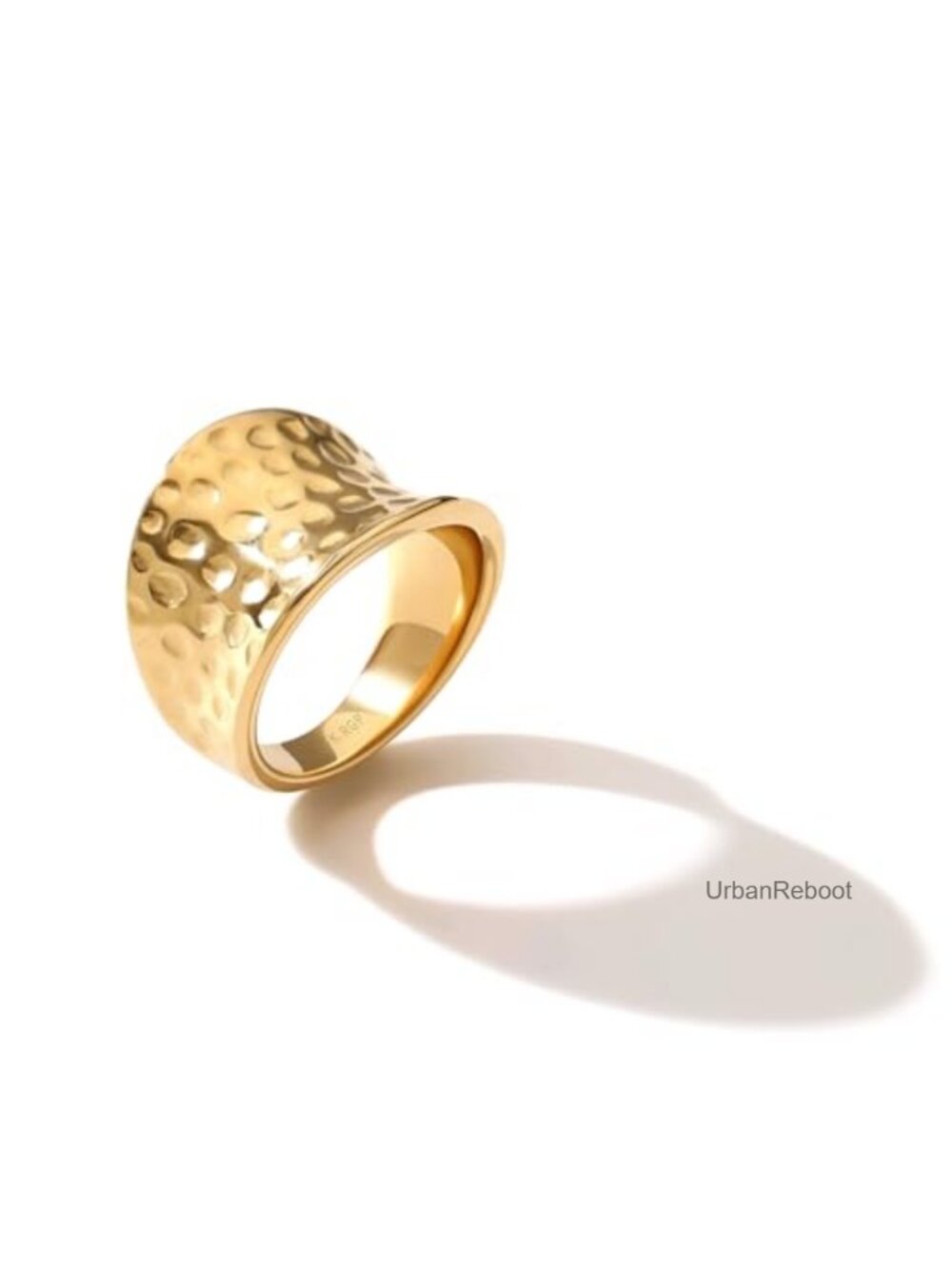 14K Gold Plated Hammered Band Ring for Women Men Thumb Ring